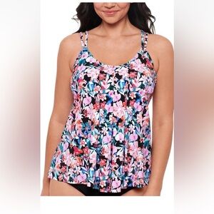 Swim Solutions Blushing Pleated Tankini Top Size 12